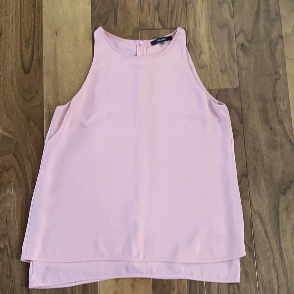 Blush chiffon dressy layered tank blouse